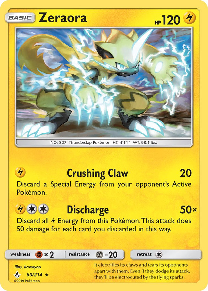 Zeraora (60/214) (Cracked Ice Holo) (Theme Deck Exclusive) [Sun & Moon: Unbroken Bonds]